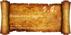 Vaskovits Gyula névjegykártya